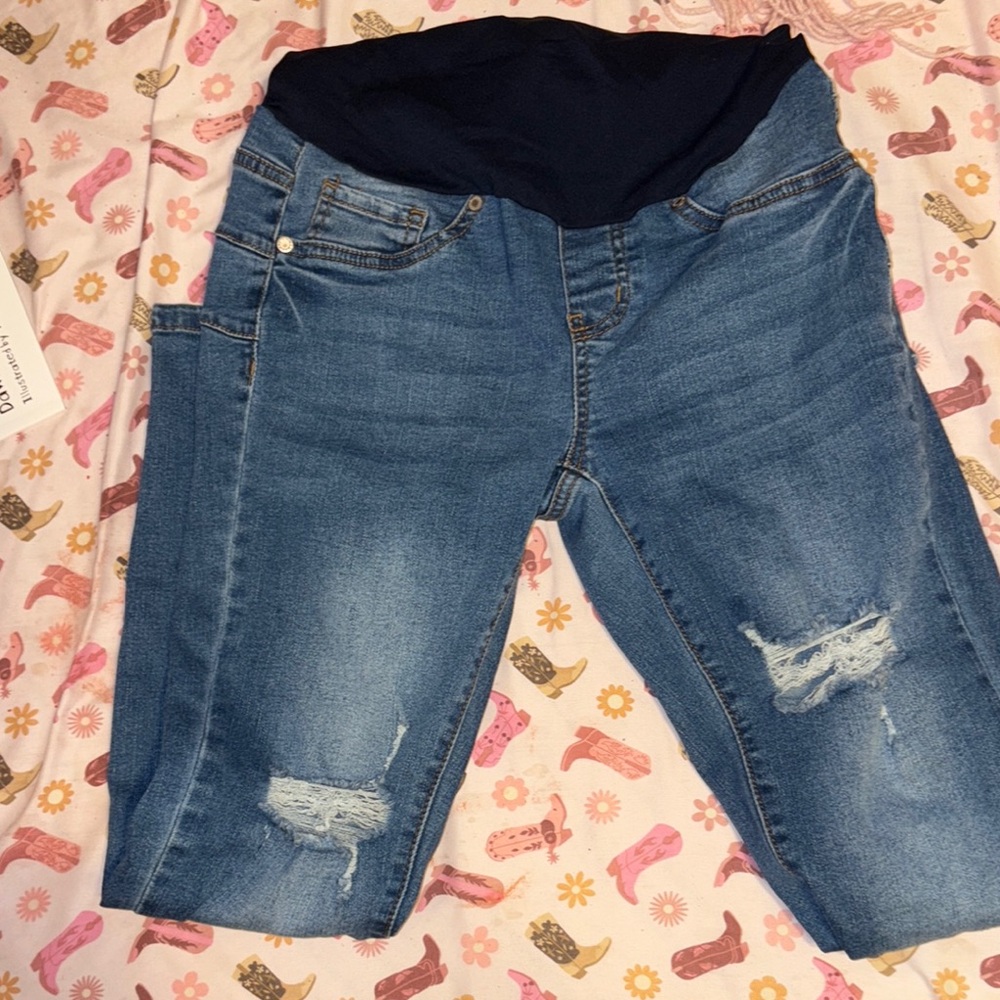 Maternity Women's Blue Distressed Jeans